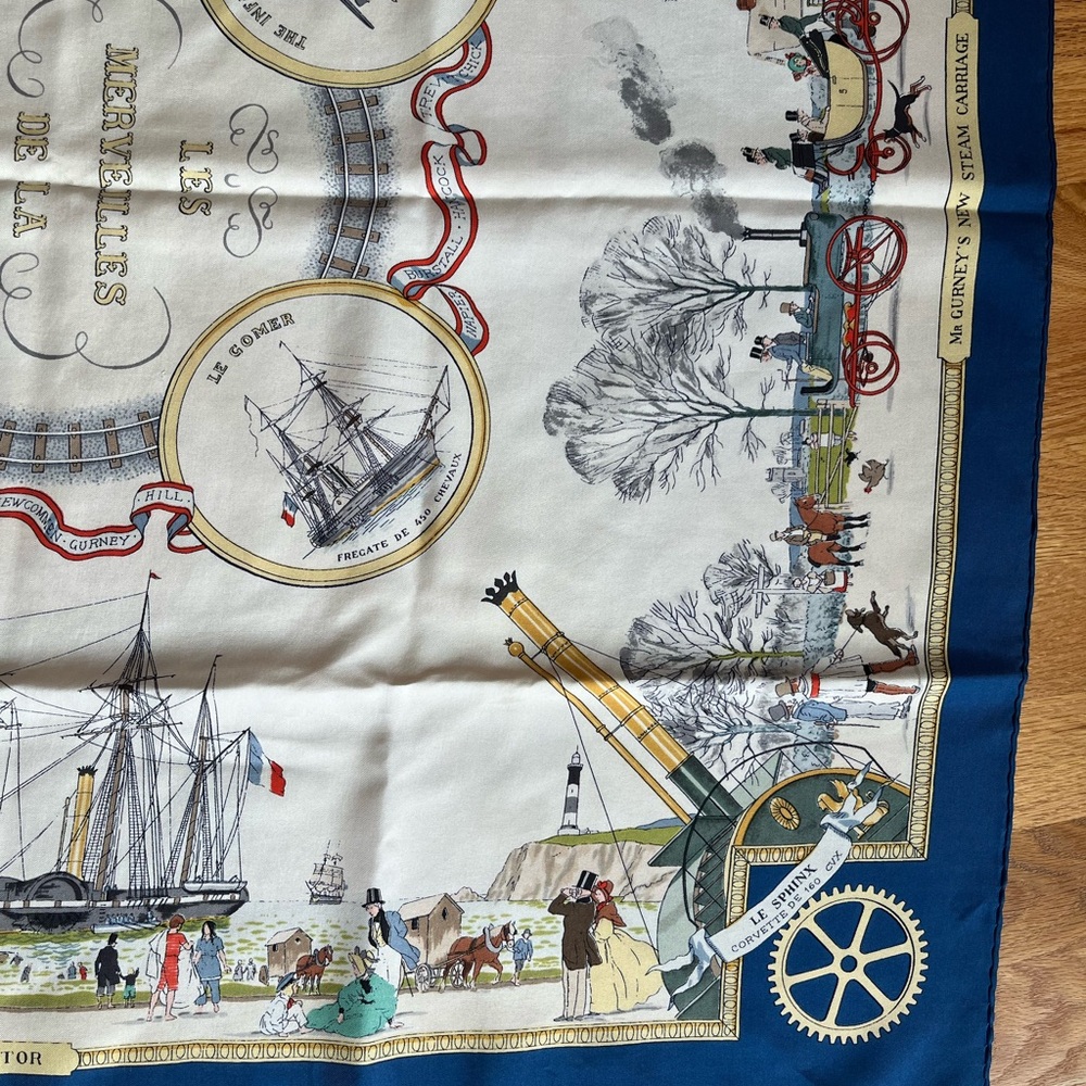 Hermes 90 x 90 cm silk scarf Les Merveilles de la Vapeur by Philippe LeDoux - Picture 8 of 12